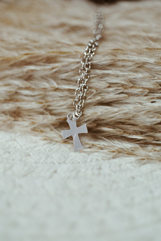 Silver Cross Charm Necklace