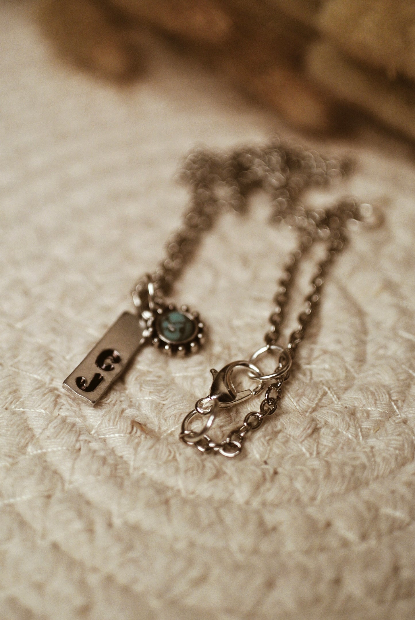 Rectangle Initials Necklace w/ Charm