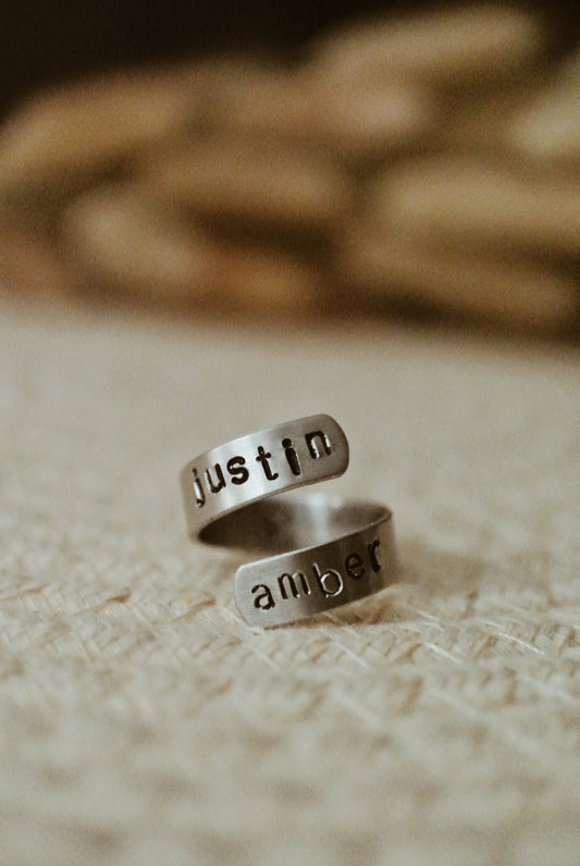 Custom Name w/ heart Wrap Ring